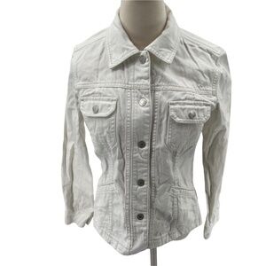 J.Jill White Stretch Denim Jean Jacket Size XS Women’s